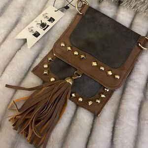 Cruise club leather fringe tassel crossbody pouch bag
